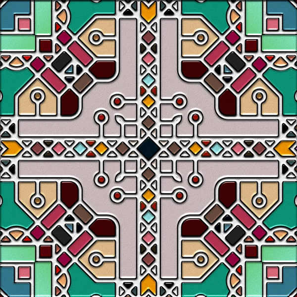 Abstract Art Mosaic Pattern Symmetric Geometric Shapes — Stock Photo, Image