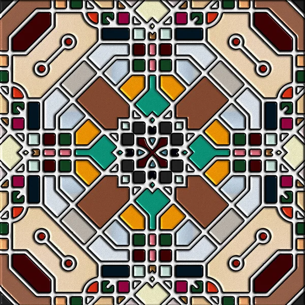 Абстрактне Мистецтво Мозаїчний Візерунок Симетричні Геометричні Форми — стокове фото