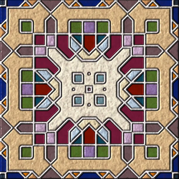 Soyut Sanat Mozaik Desen Simetrik Geometrik Şekiller — Stok fotoğraf