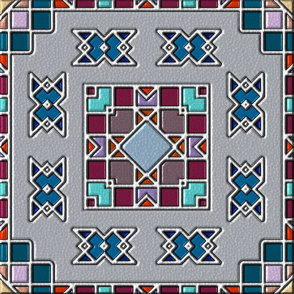 Abstract Art Mosaic Pattern Symmetric Geometric Shapes — 스톡 사진