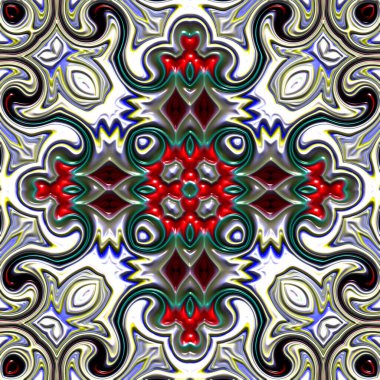 Fraktal çizimler, bilgisayar üretimi, soyut sanat, mozaik desen, simetrik ve geometrik şekiller, eşsiz tasarım