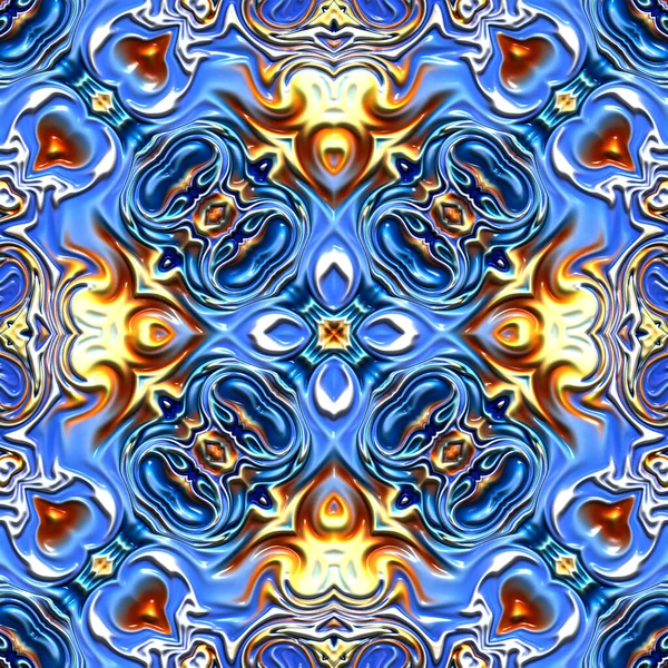 Fractal Artwork Δημιουργία Ηλεκτρονικών Υπολογιστών Αφηρημένη Τέχνη Μωσαϊκό Μοτίβο Συμμετρικά — Φωτογραφία Αρχείου