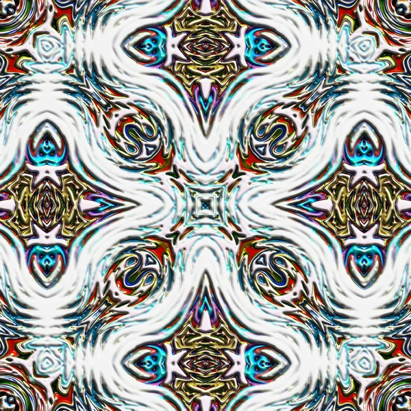 Fraktal Çizimler Bilgisayar Üretimi Soyut Sanat Mozaik Desen Simetrik Geometrik — Stok fotoğraf