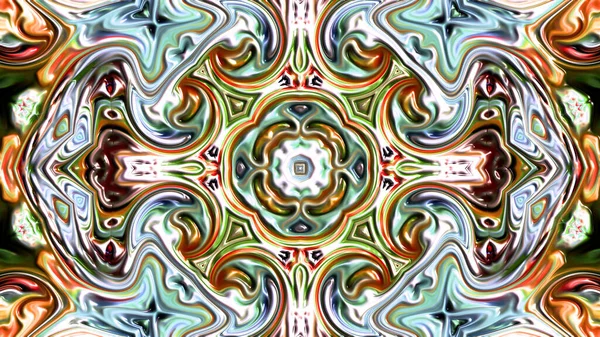 Fractal Artwork Computer Genereren Abstracte Kunst Mozaïek Patroon Symmetrische Geometrische — Stockfoto