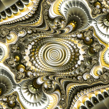 Fraktal çizimler, soyut tasarım, geometrik desen, rastgele simetri