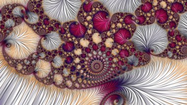 Fraktal çizimler, soyut tasarım, geometrik desen, rastgele simetri