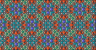 Geometrik süslemeli şekiller. Dekoratif simetrik arkaplan. Eşsiz ve yaratıcı tasarım. soyut renkli resimleme.