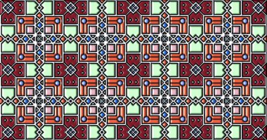 Geometrik süslemeli şekiller. Dekoratif simetrik arkaplan. Eşsiz ve yaratıcı tasarım. soyut renkli resimleme.