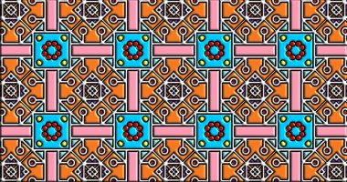 Geometrik süslemeli şekiller. Dekoratif simetrik arkaplan. Eşsiz ve yaratıcı tasarım. soyut renkli resimleme.