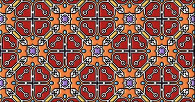 Geometrik süslemeli şekiller. Dekoratif simetrik arkaplan. Eşsiz ve yaratıcı tasarım. soyut renkli resimleme.