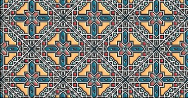 Geometrik süslemeli şekiller. Dekoratif simetrik arkaplan. Eşsiz ve yaratıcı tasarım. soyut renkli resimleme.