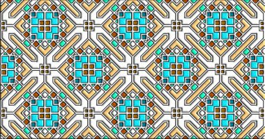 Geometrik süslemeli şekiller. Dekoratif simetrik arkaplan. Eşsiz ve yaratıcı tasarım. soyut renkli resimleme.