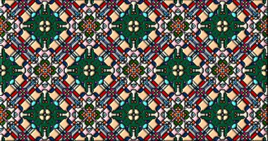 Geometrik süslemeli şekiller. Dekoratif simetrik arkaplan. Eşsiz ve yaratıcı tasarım. soyut renkli resimleme.