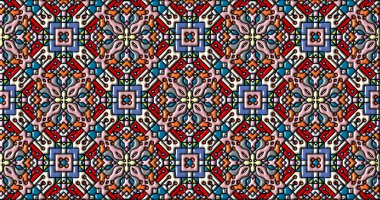 Geometrik süslemeli şekiller. Dekoratif simetrik arkaplan. Eşsiz ve yaratıcı tasarım. soyut renkli resimleme.