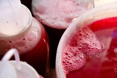 Kırmızı şarap mayalaması. Şarap filtresi. Ev yapımı şarap..