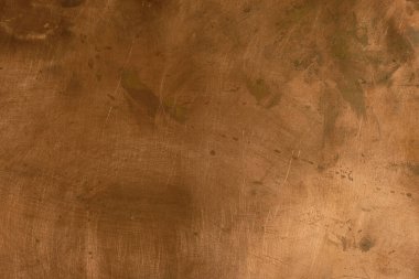 Bakır arka plan. Bakır oksitlenmesi. Gündüz vakti. Boşluğu kopyala.