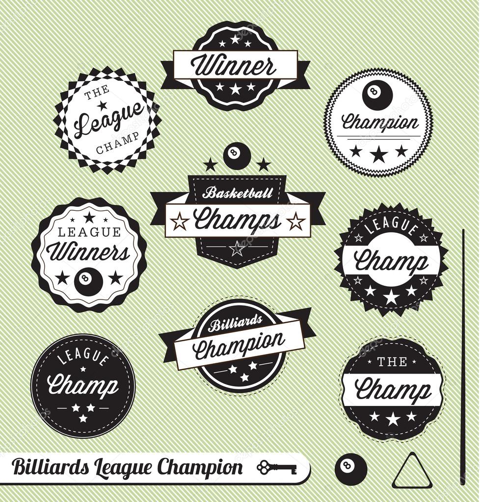 Vector Collection: Billiards League Champion Labels