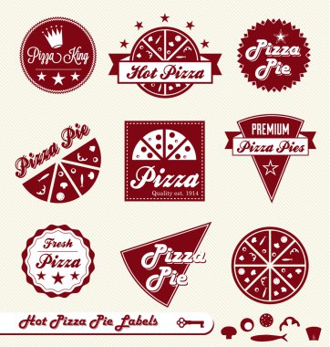 Vektör ayarlayın: Pizza Dükkanı etiketleri ve rozetleri