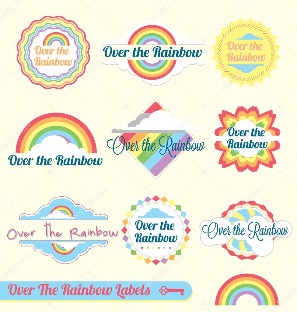 Vector Set: Over the Rainbow Labels and Badges
