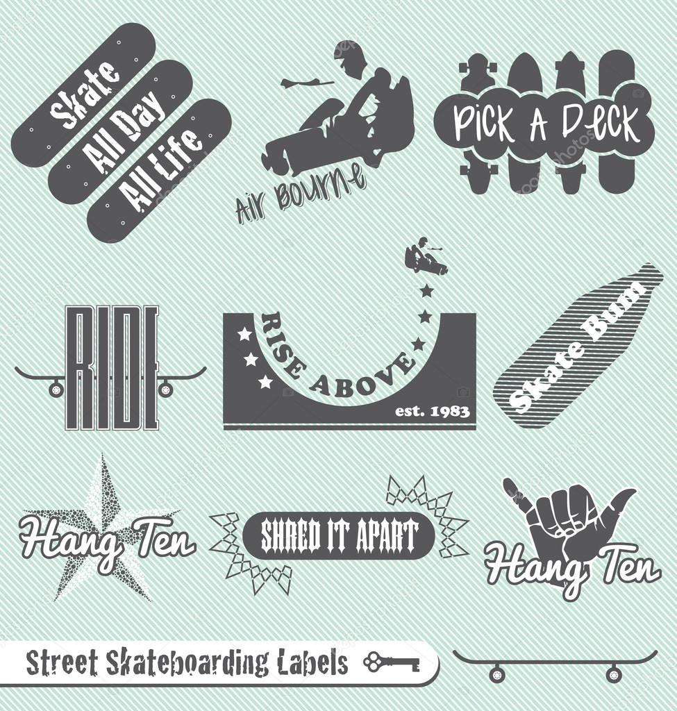 Vector Set: Skateboarding Labels and Badges