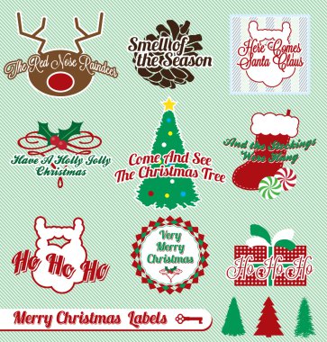 vektör kümesi: retro merry christmas Etiketler ve stickerlar