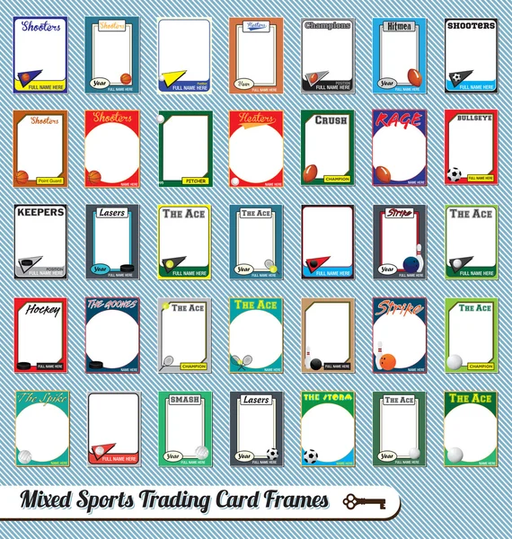 Vektor beállítása: Retro vegyes sport Trading Card képkeretek Jogdíjmentes Stock Vektorok