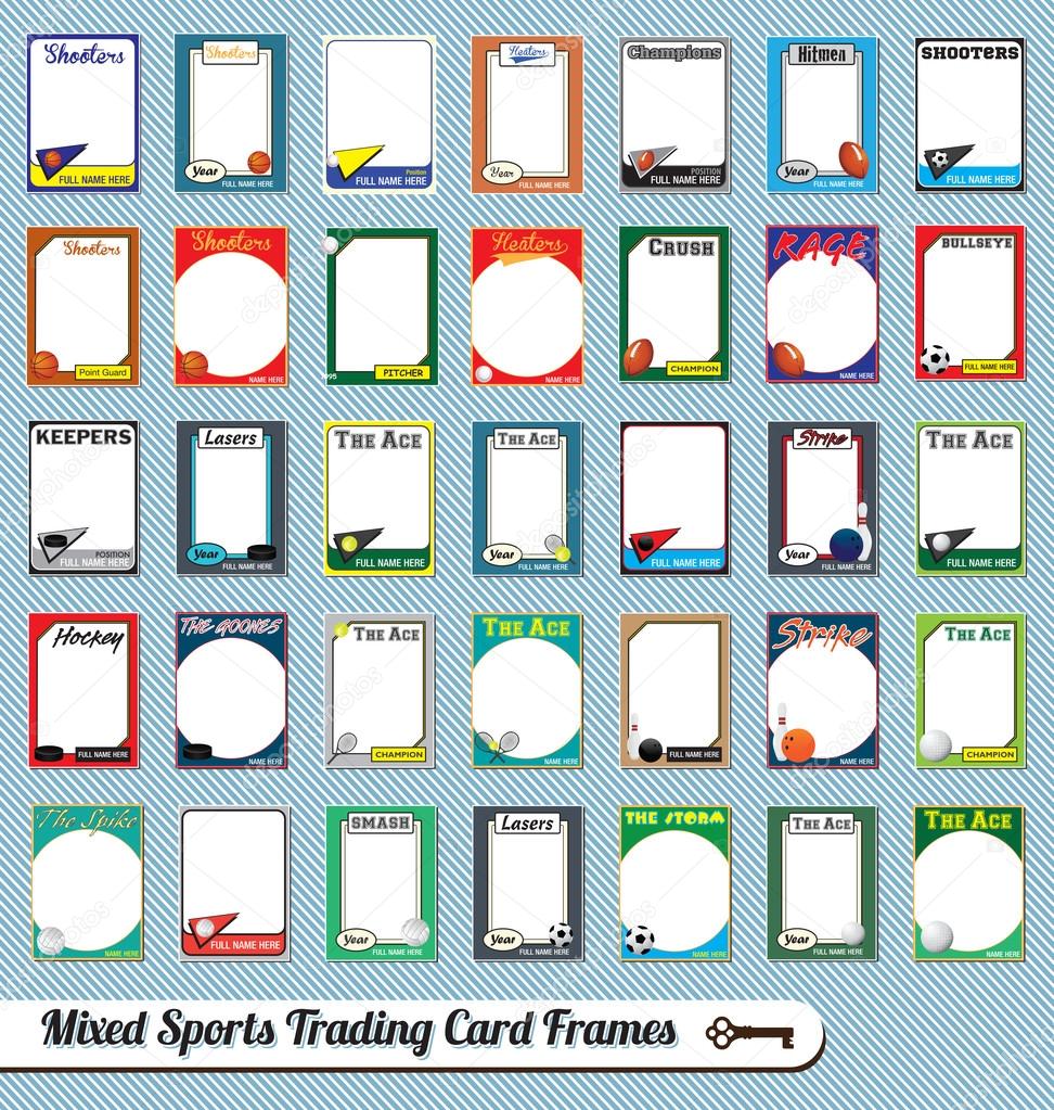 Vector Set: Retro Mixed Sports Trading Card Picture Frames