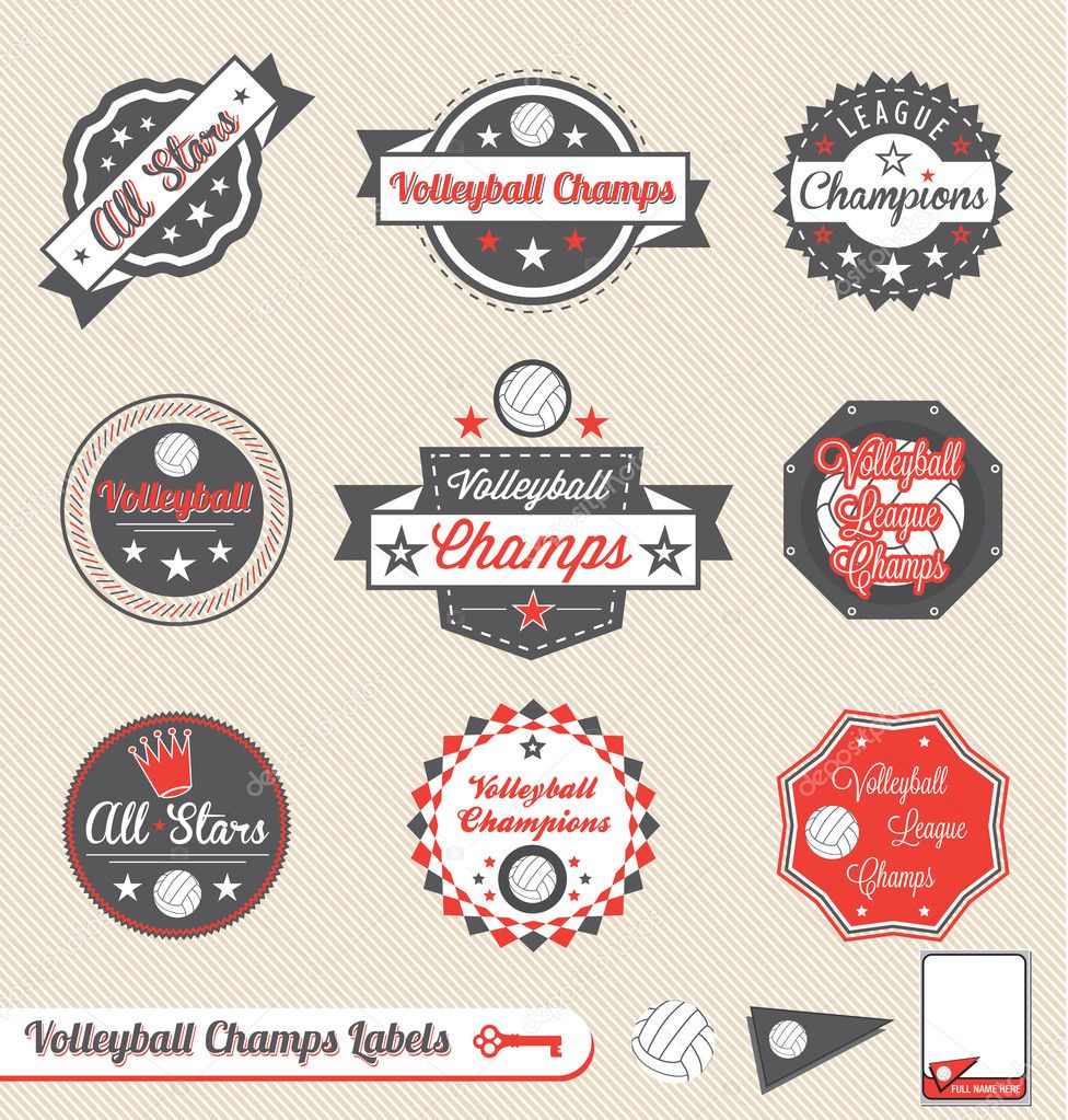 Vector Set: Retro Style Volleyball League Labels