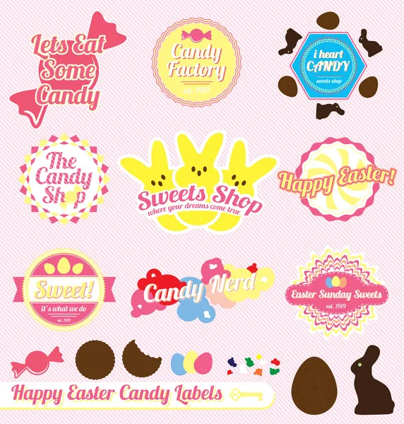 Vector Set: Retro Style Easter Candy Labels — Stock Vector