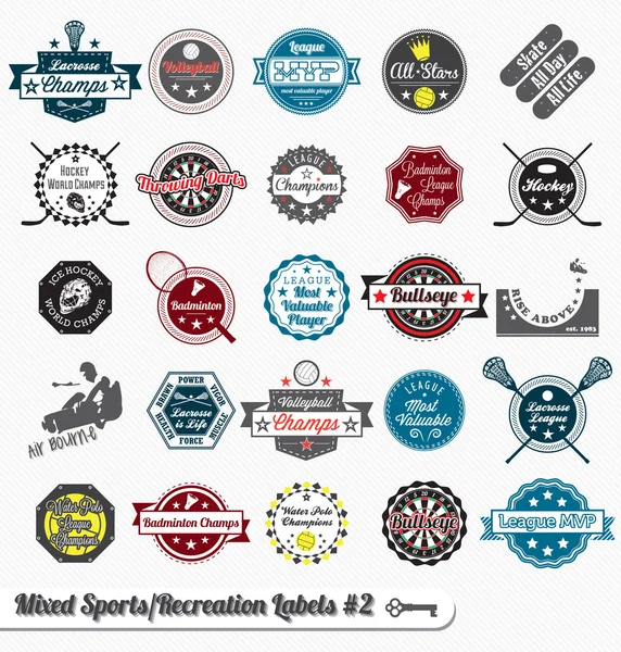 Vektor-Set: Vintage Mixed Sports Etiketten und Aufkleber — Stockvektor