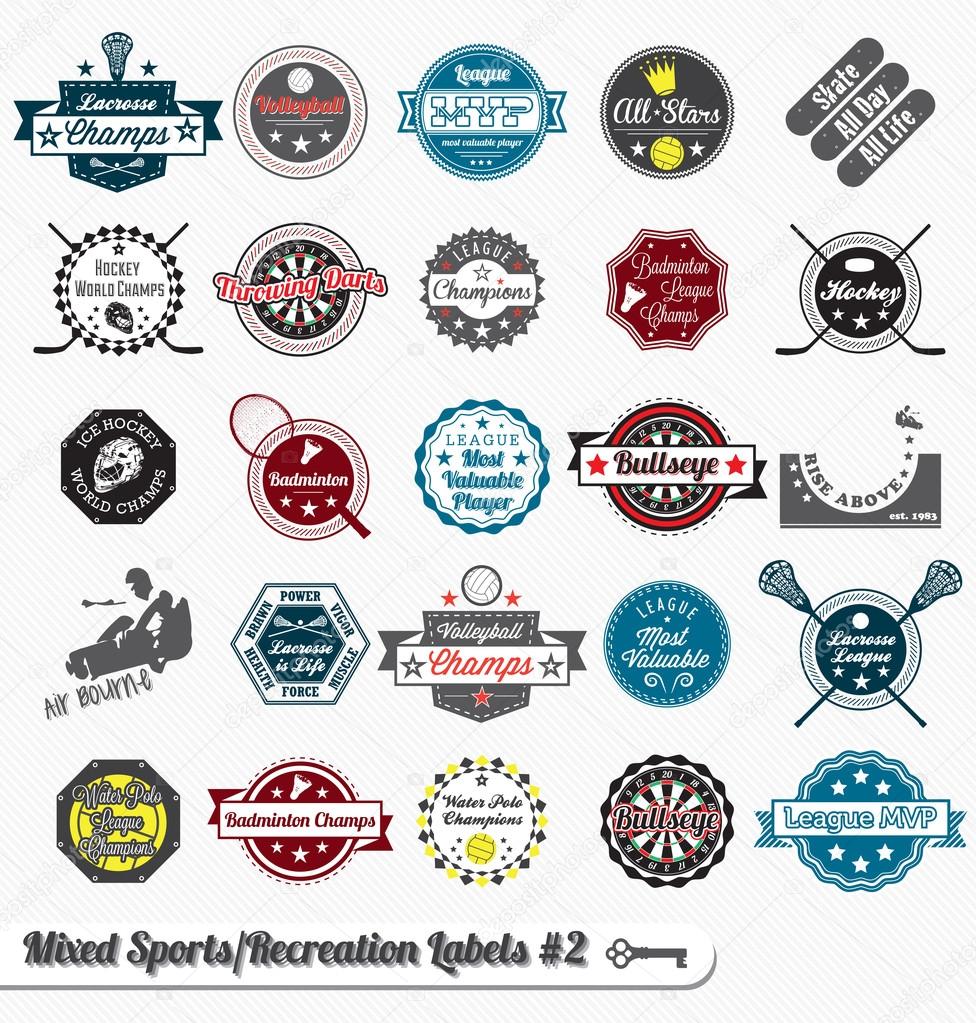 Vector Set: Vintage Mixed Sports Labels and Stickers