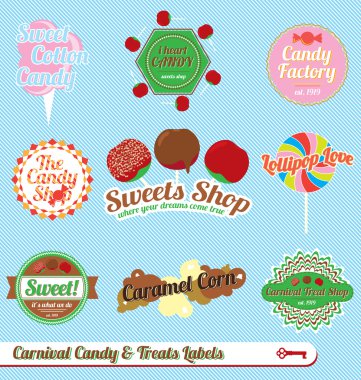vektör kümesi: vintage karnaval şeker Etiketler ve stickerlar