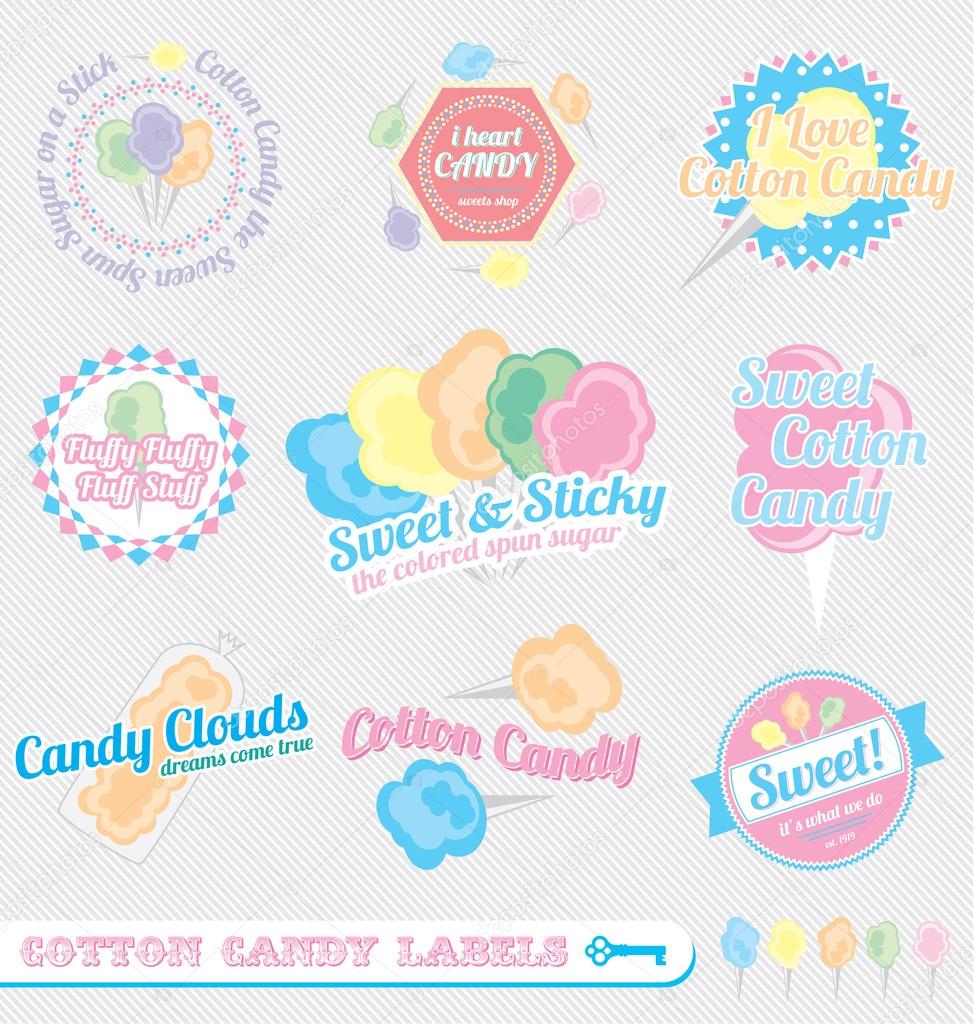 Vector Set: Vintage Cotton Candy Labels and Stickers