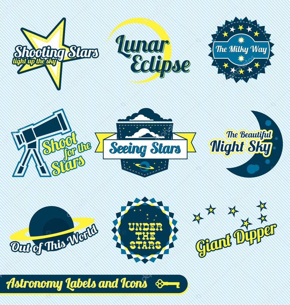 Vector Set: Astronomy and Stars Labels and Icons