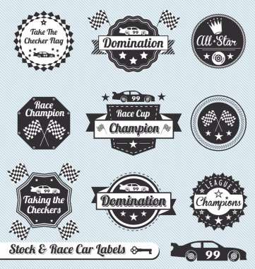 Vector Set: Race Car Champion Labels and Badges clipart