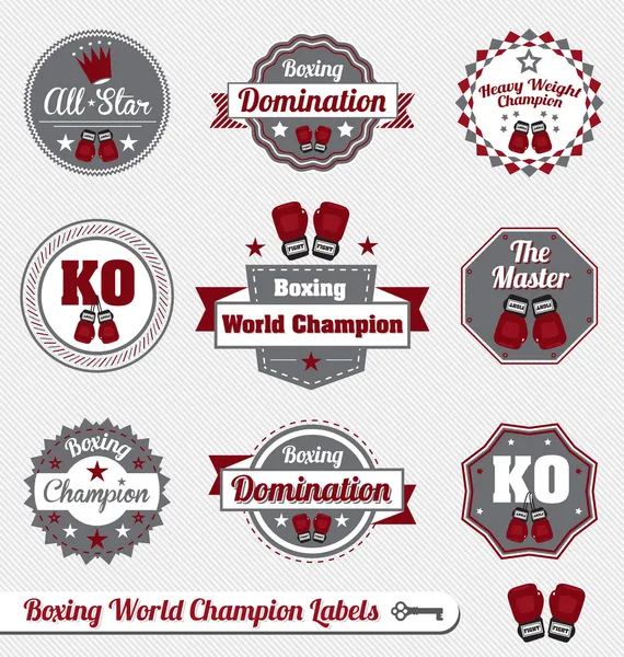 : Vektor boksz World Champion címkék és ikonok Vektor Grafikák