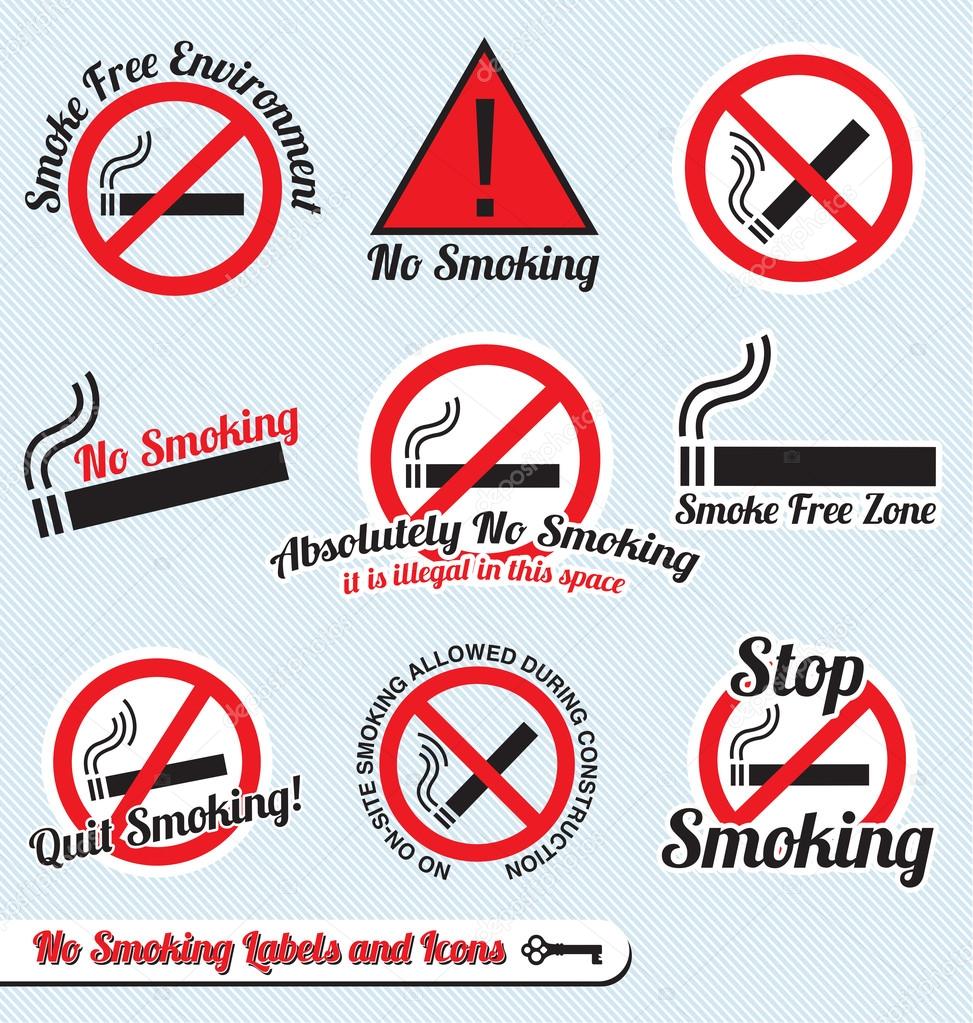 Vector Set: No Smoking Sign Labels and Icons