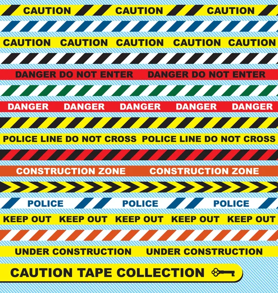 Vector Set: Caution Tape Labels and Banners — Stock Vector