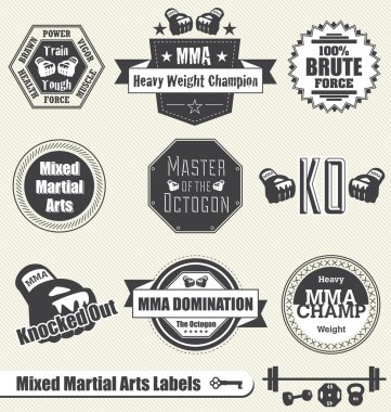Vector Set: Mixed Marshal Arts Labels and Icons clipart