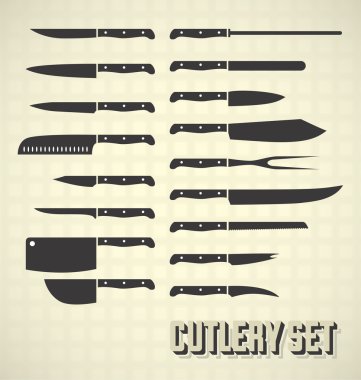 Vector Set: Kitchen Knives and Cutlery clipart
