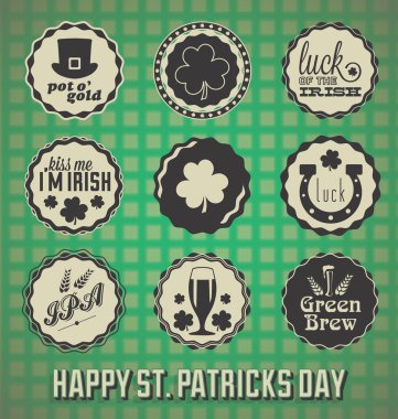 Vektör ayarlayın: Vintage St Patricks Günü Etiketler ve simgeler