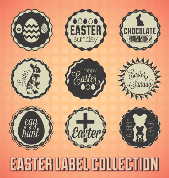 Vector Set: Vintage Happy Easter Labels and Icons — Stock Vector