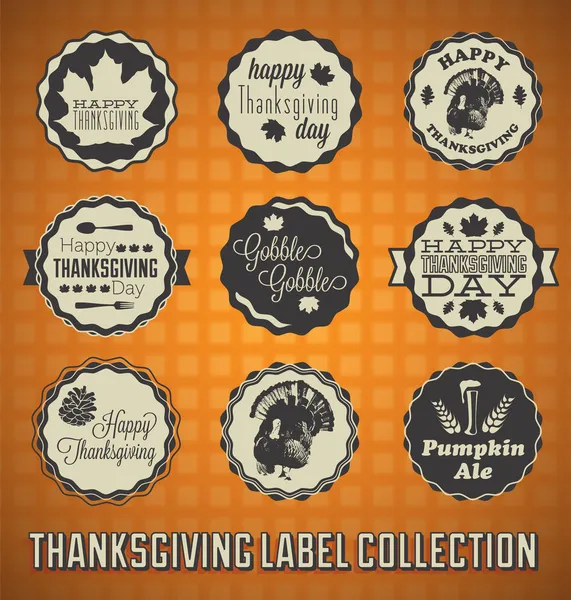 Vector Set: Vintage Happy Thanksgiving Day Labels — Stock Vector