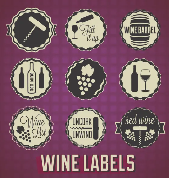 Conjunto de vectores: Vintage Wine Labels and Icons — Vector de stock