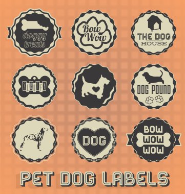 Vector Set: Vintage Pet Dog Labels and Icons clipart