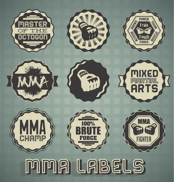 Set de vectores: Etiquetas de artes marciales mixtas de estilo vintage — Vector de stock