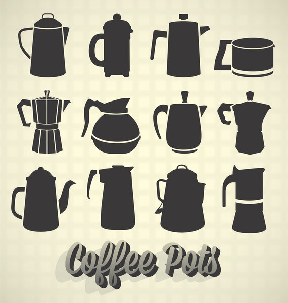 Векторный набор: Vintage Coffee Pot Icons
