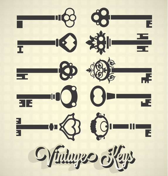 Vector Set: Vintage Key Silhouettes