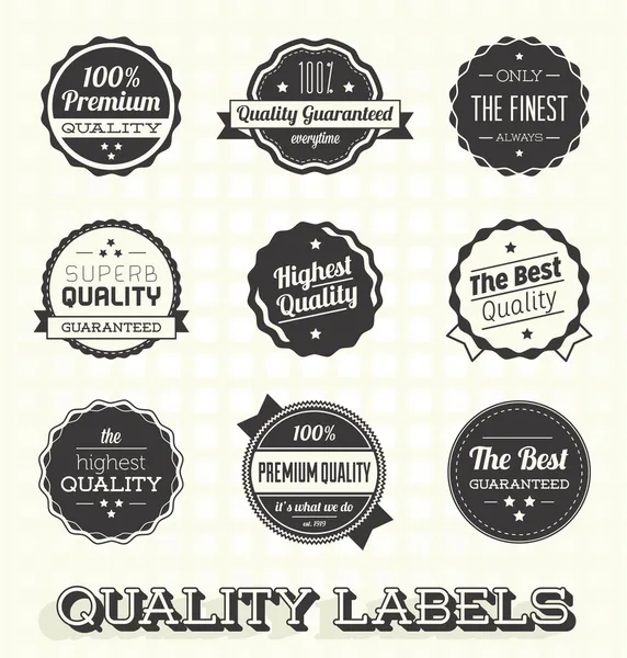 Vector Set: Vintage Premium Quality Labels and Icons — Stock Vector