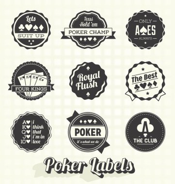 Vektör ayarlayın: Vintage Poker Etiketler